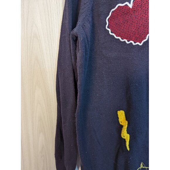 Torrid Graphic Patch Black Sweater Long Sleeve Womens Size 0X Large L - Picture 3 of 8